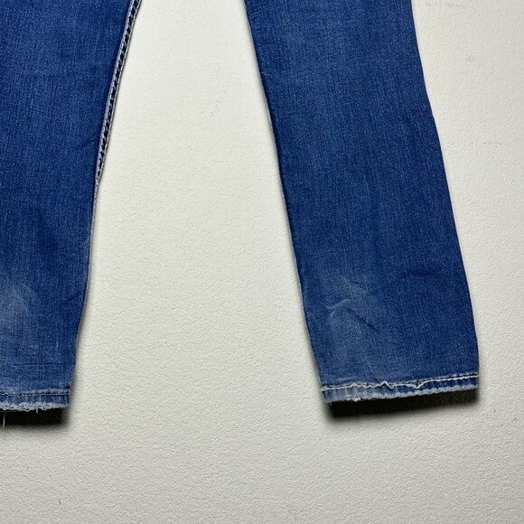 Western Blue Denim Jean Pant Women 30 Blue Embroidered Indie Rock Riding Bootcut - Picture 13 of 15